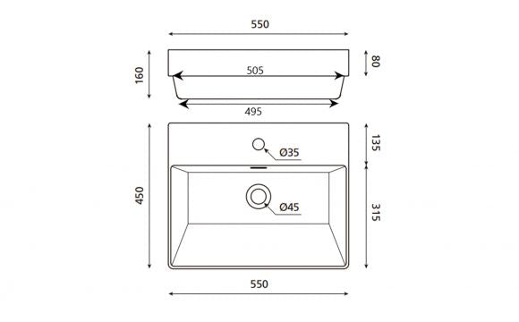 BATHCO 0062 FUNCHAL Lavabo Rectangular