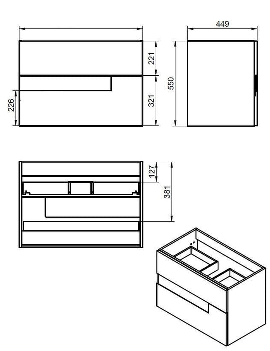 VISOBATH 3856 VISION 80 Mueble+Lavabo Gris Brillo/Blanco 3 a 5 Días VISOBATH 