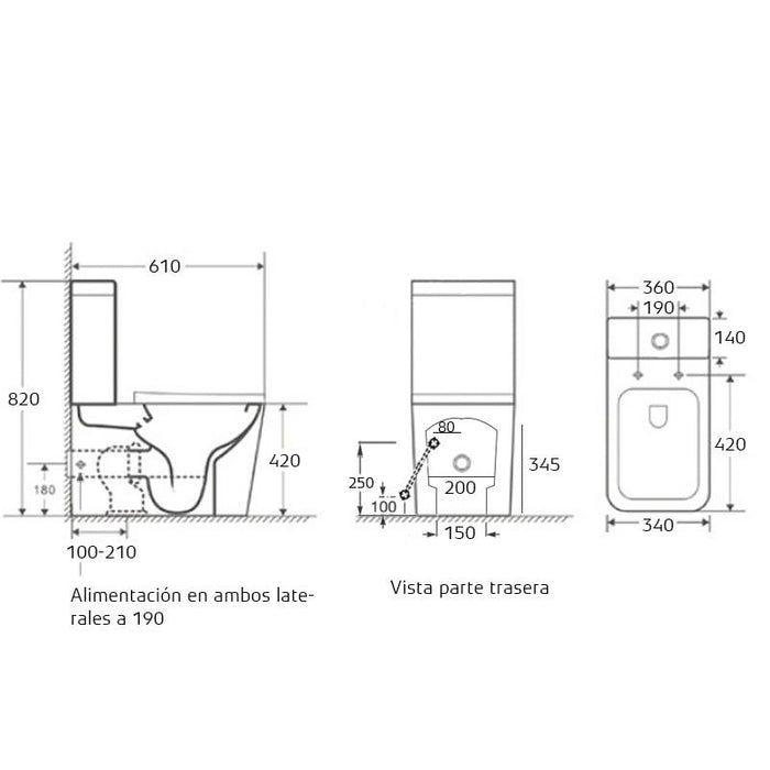 AQUORE 00328 PISA Inodoro Compacto Completo Rimless 3 a 5 Días Aquore 