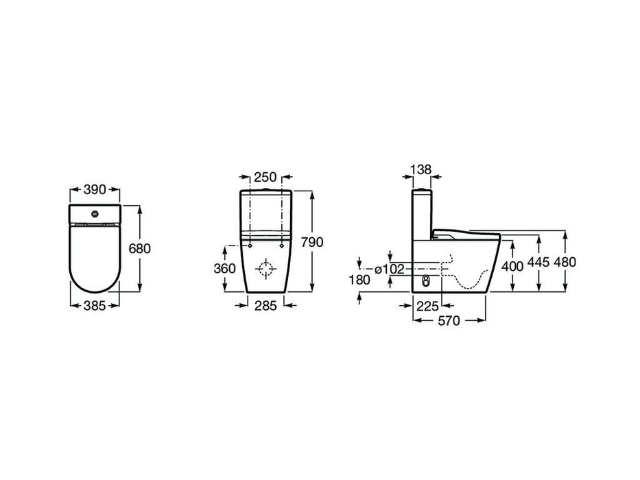 ROCA A80306L001 INSPIRA IN-WASH Inodoro Inteligente Rimless Adosado a Pared Salida Dual 10 a 20 Días ROCA 