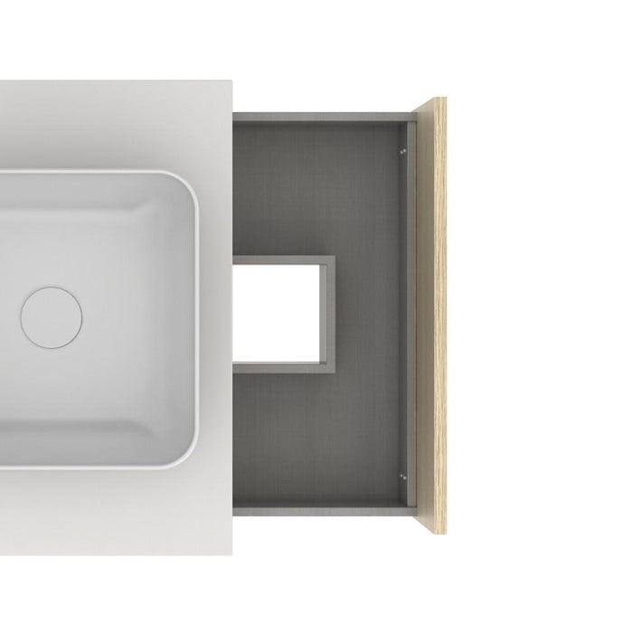 AMIZUVA NARA TOP Mueble+Lavabo 1 Cajón 1 Hueco Blanco Mate Roble Arenado 3 a 5 Días AMIZUVA 