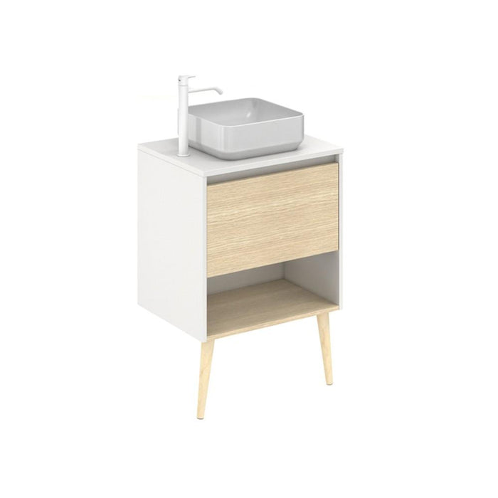 AMIZUVA NARA TOP Mueble+Lavabo 1 Cajón 1 Hueco Blanco Mate Roble Arenado 3 a 5 Días AMIZUVA 
