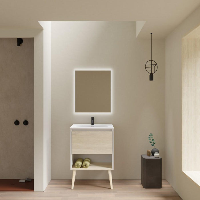 AMIZUVA C0073868 NARA Conjunto Completo 60 1 Cajón 1 Hueco Blanco Mate Roble Arenado 3 a 5 Días AMIZUVA 
