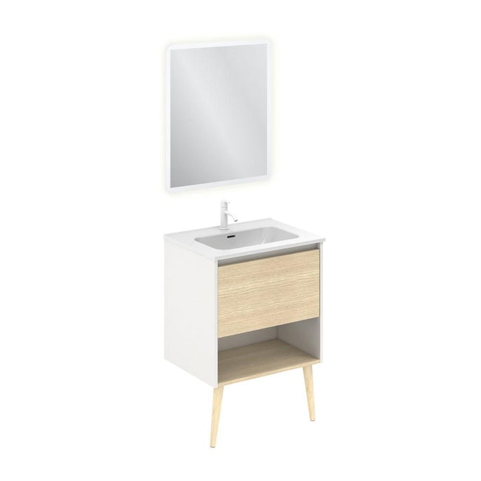 AMIZUVA C0073868 NARA Conjunto Completo 60 1 Cajón 1 Hueco Blanco Mate Roble Arenado 3 a 5 Días AMIZUVA 