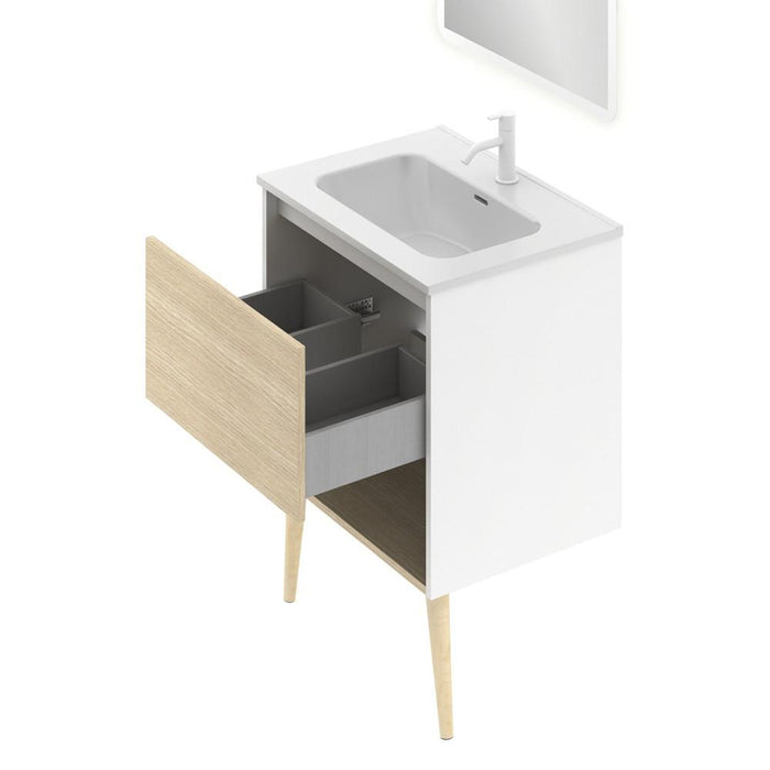 AMIZUVA C0073868 NARA Conjunto Completo 60 1 Cajón 1 Hueco Blanco Mate Roble Arenado 3 a 5 Días AMIZUVA 