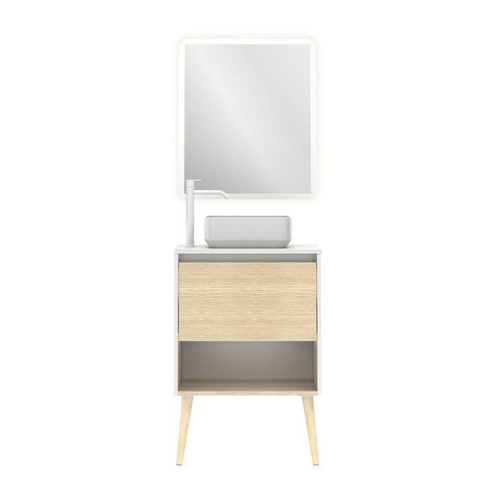 AMIZUVA C0073869 NARA TOP Conjunto Completo 60 1 Cajón 1 Hueco Blanco Mate Roble Arenado 3 a 5 Días AMIZUVA 