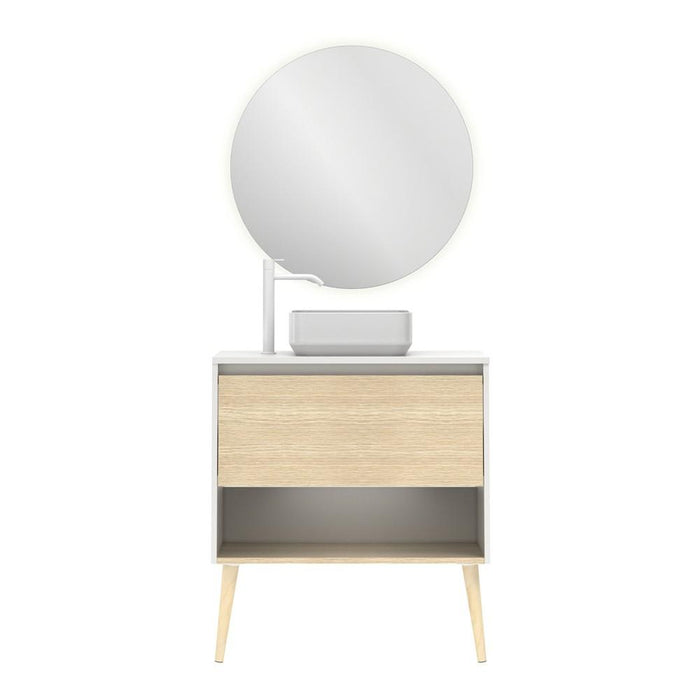 AMIZUVA C0073871 NARA TOP Conjunto Completo 80 1 Cajón 1 Hueco Blanco Mate Roble Arenado 3 a 5 Días AMIZUVA 