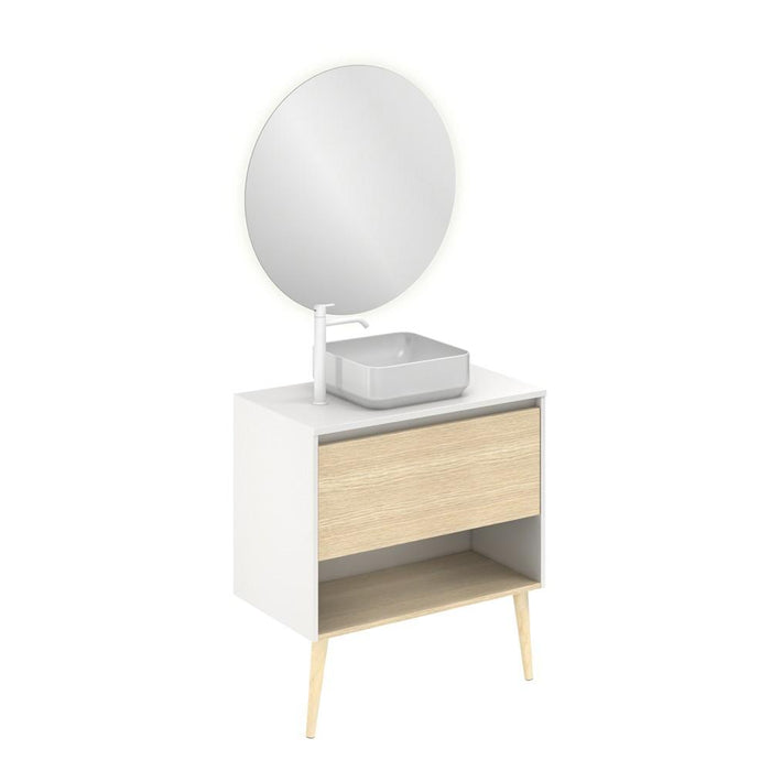 AMIZUVA C0073871 NARA TOP Conjunto Completo 80 1 Cajón 1 Hueco Blanco Mate Roble Arenado 3 a 5 Días AMIZUVA 