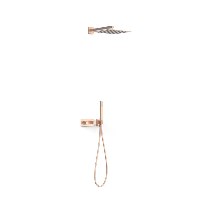 TRES 30725204OPM B-SYSTEM Kit De Grifo Termostático Empotrado De 2 Vías B-System Para Ducha Oro Rosa Mate