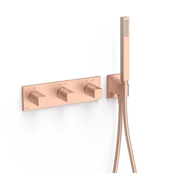 TRES 30725401OPM B-SYSTEM Grifo Termostático Empotrado De 4 Vías B-System Oro Rosa Mate