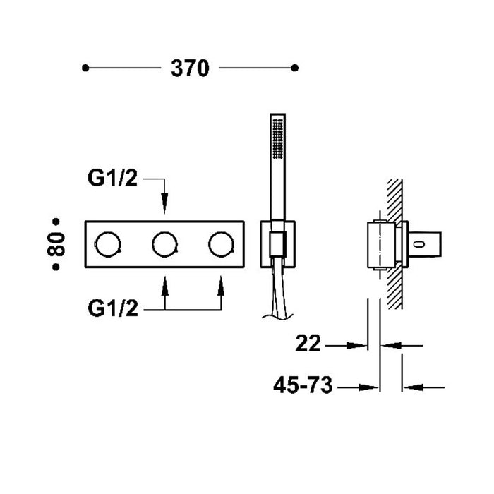 TRES 30735301OPM B-SYSTEM Grifo Termostático Empotrado De 3 Vías B-System Oro Rosa Mate