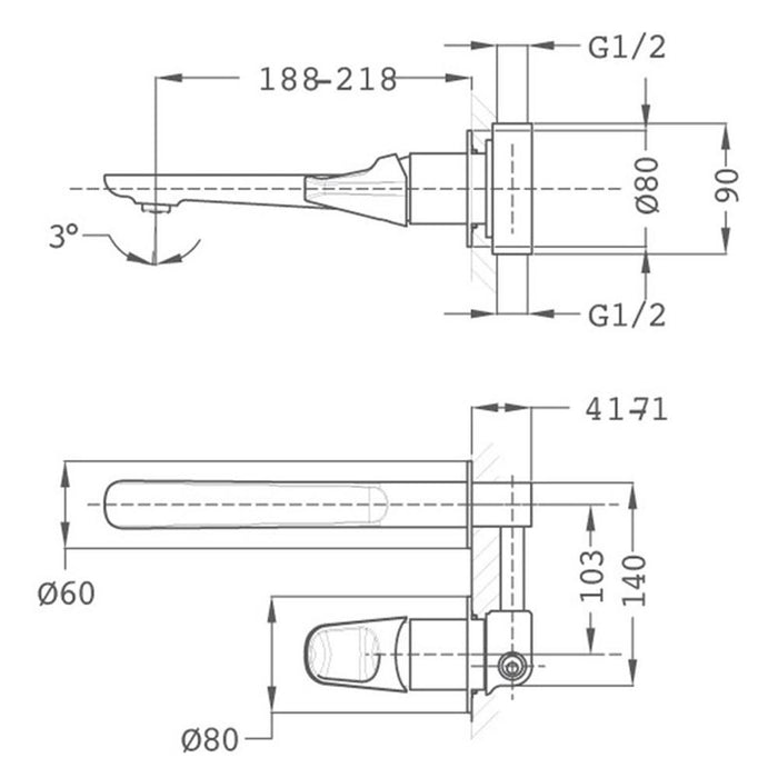 TEKA 91461020G3 SENSE Grifo Monomando Lavabo Mural Acabado Cobre 3 a 5 Días STROHM TEKA 