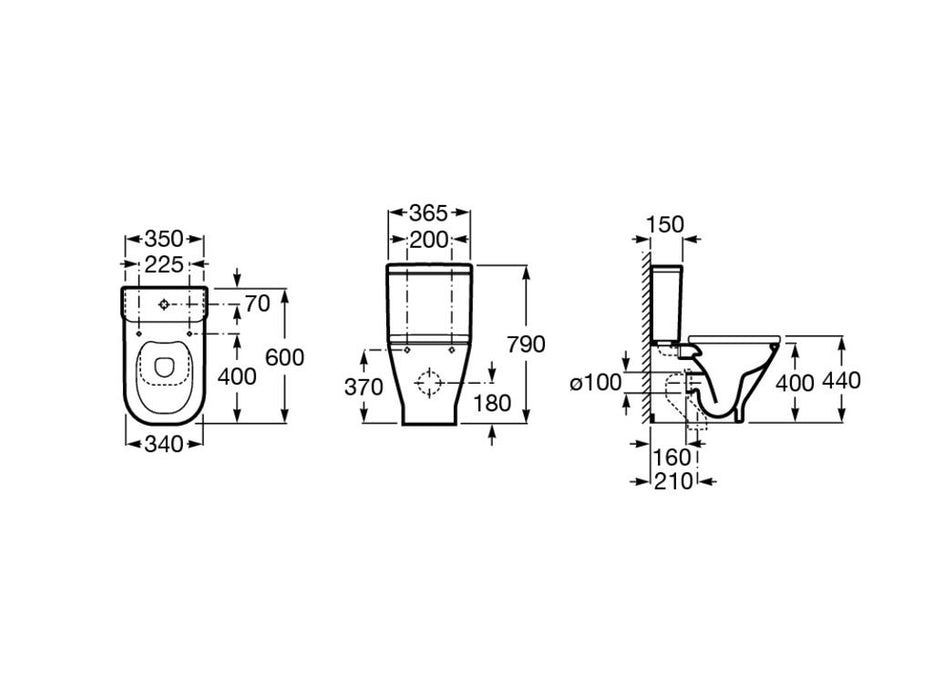 ROCA A341730000 THE GAP SQUARE Rimless Cisterna Doble Descarga Alimentación Inferior 3 a 5 Días ROCA 