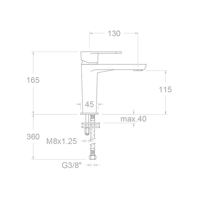 RAMONSOLER 360403NM ALEXIA Grifo Monomando Lavabo Apertura Frío Negro Mate