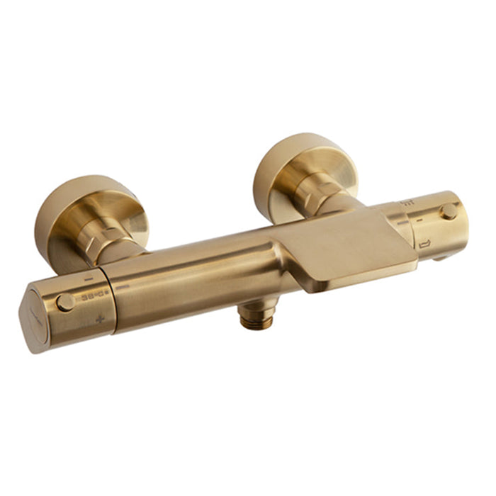 RAMONSOLER 363901SOC ALEXIA Grifo Termostático Baño Ducha con Caño Cascada Sin Equipo de Ducha Color Oro Cepillado