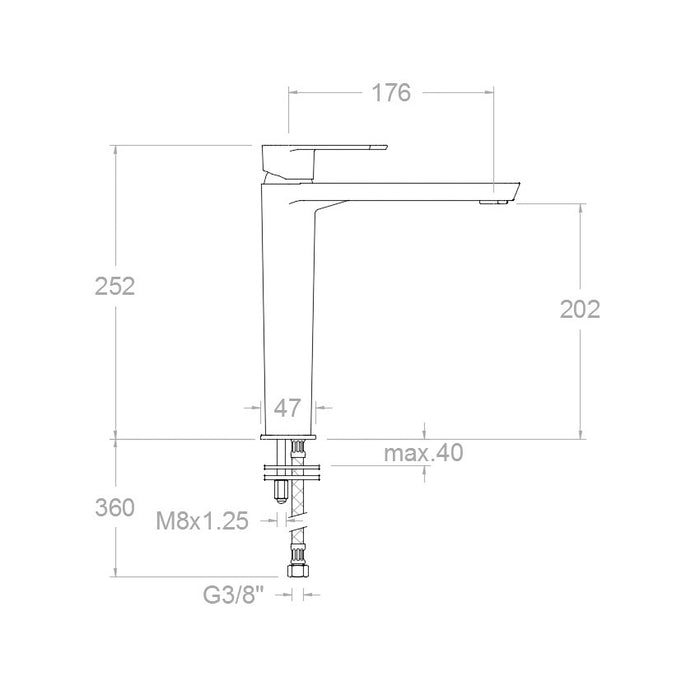 RAMONSOLER 3610NM ALEXIA Grifo Lavabo Caño Alto Negro Mate