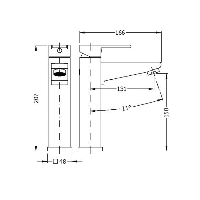 GENEBRE 63134 26 45 66 KENJO Grifo Monomando Lavabo Caño Medio Alto Cromo