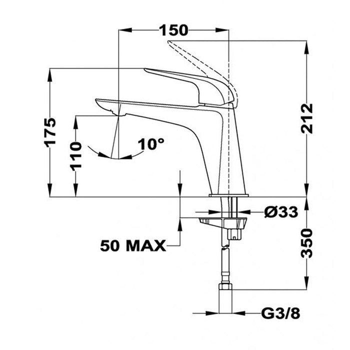 TEKA 67386020N2 ITACA Grifo Monomando Lavabo Tamaño L Acabado Negro Mate 3 a 5 Días STROHM TEKA 