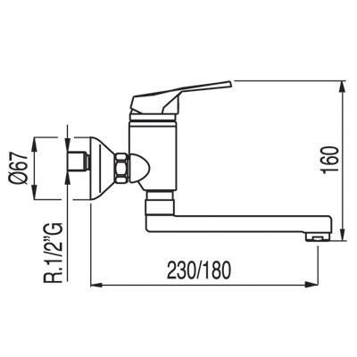 ECO-TRES 17041802 Grifo Fregadero Pared 160 mm 5 a 7 Días Tres Grifería 