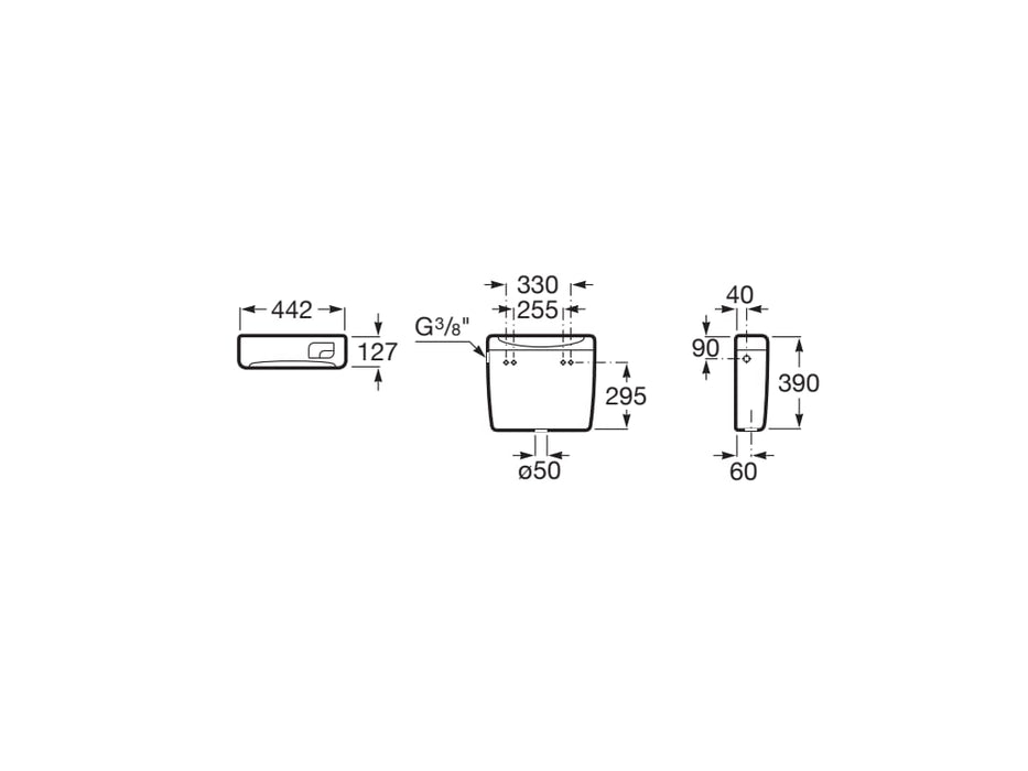 ROCA A890200000 UNIVERSAL Cisterna Alta o Semi Alta de Plástico Doble Descarga