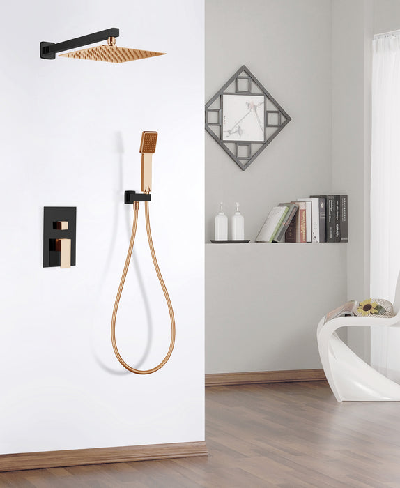 SKY BATH CED001/NGR DREAM Conjunto Ducha Monomando Empotrado Negro Mate Y Oro Rosa