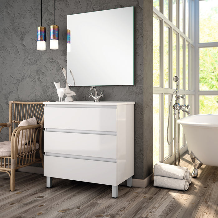 BATHME MADISON TOP Conjunto Completo Mueble 3 Cajones Blanco Brillo