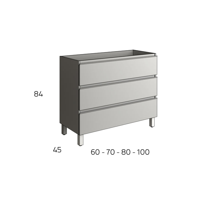 BATHME MADISON TOP Mueble de Baño con Lavabo 3 Cajones Cemento