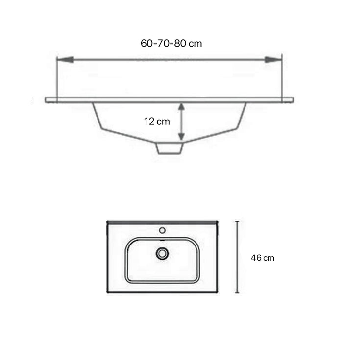 ROYO SANSA Mueble de Baño con Lavabo 2 Cajones Blanco Brillo