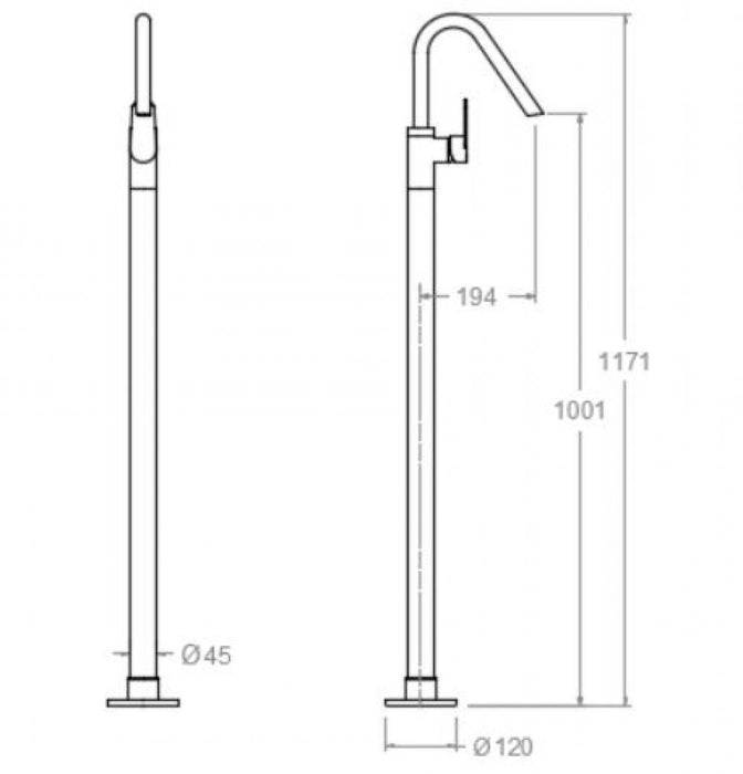 RAMONSOLER 367602SNM ALEXIA Grifo Monomando Lavabo Columna De Pie Negro Mate