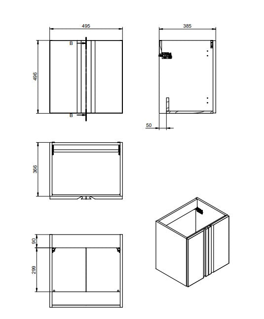VISOBATH 72182 LAGOS 50 Mueble de Baño con Lavabo 2 Puertas Color Aliso