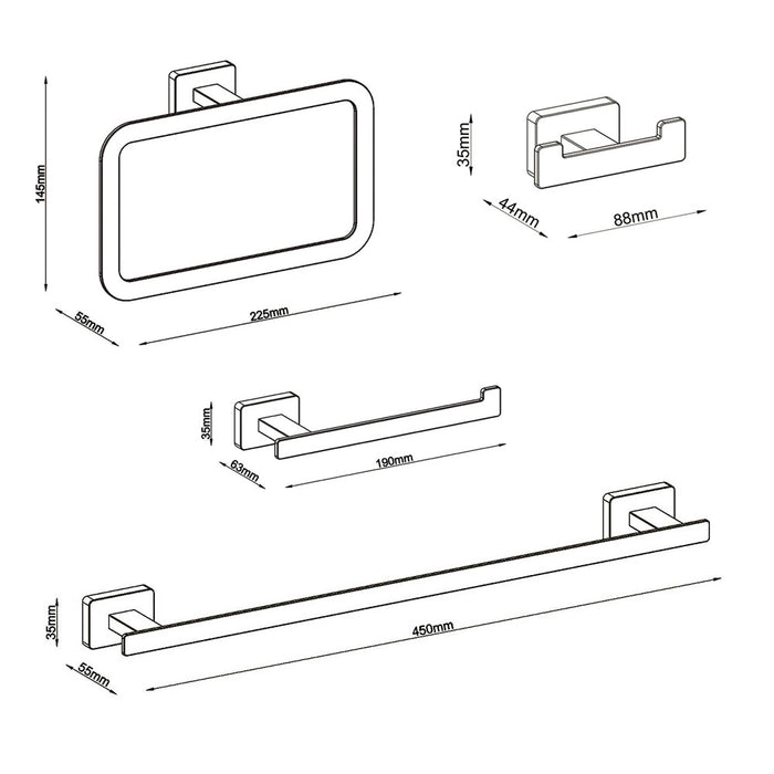 LLAVISAN 836684 ACC QUAD Pack 4 Piezas Baño Color Blanco Mate
