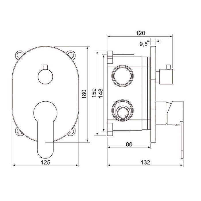 LLAVISAN L154534 SIOUX Grifo Monomando Ducha Empotrado 2 Vías Cromo