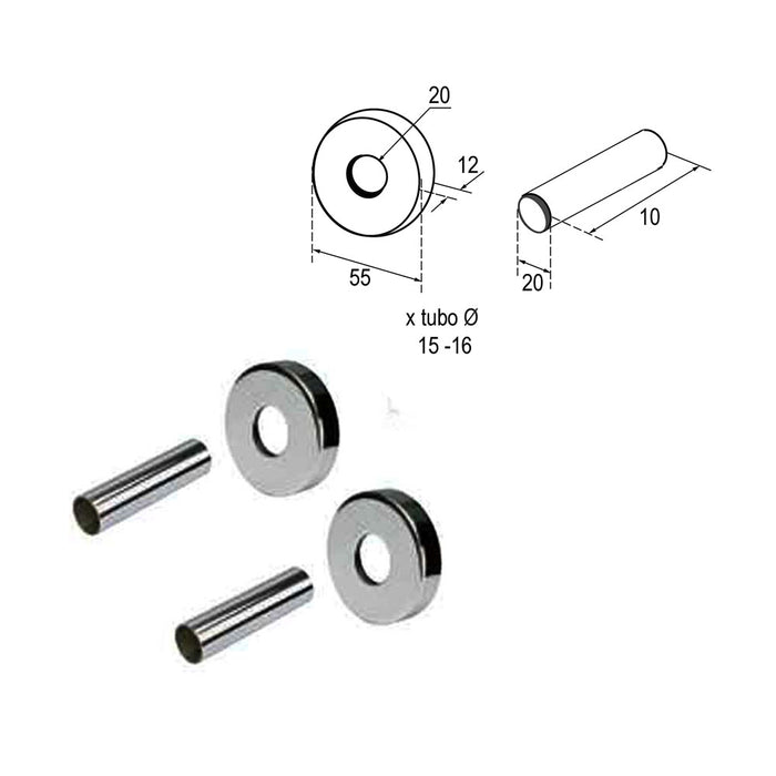 LLAVISAN L305904 Kit Cubretubos Redondo Para Secatoallas Cromo