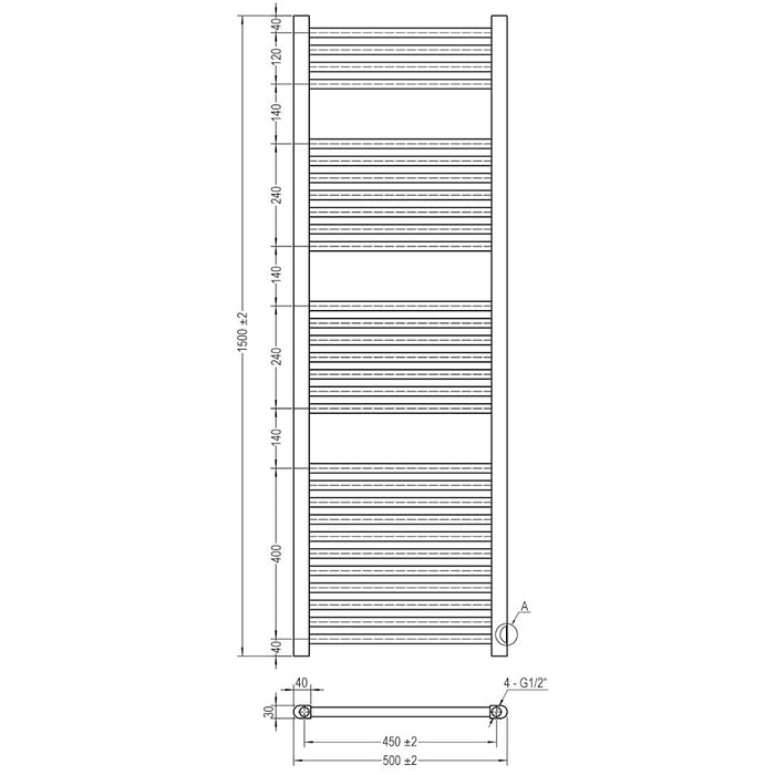LLAVISAN L305984 Radiador Secatoallas Agua Caliente Cromo 1500X500