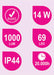 OXEN 213004 GUERRERO Aplique Led 60Cm 14W Luz Fria 3 a 5 Días OXEN 