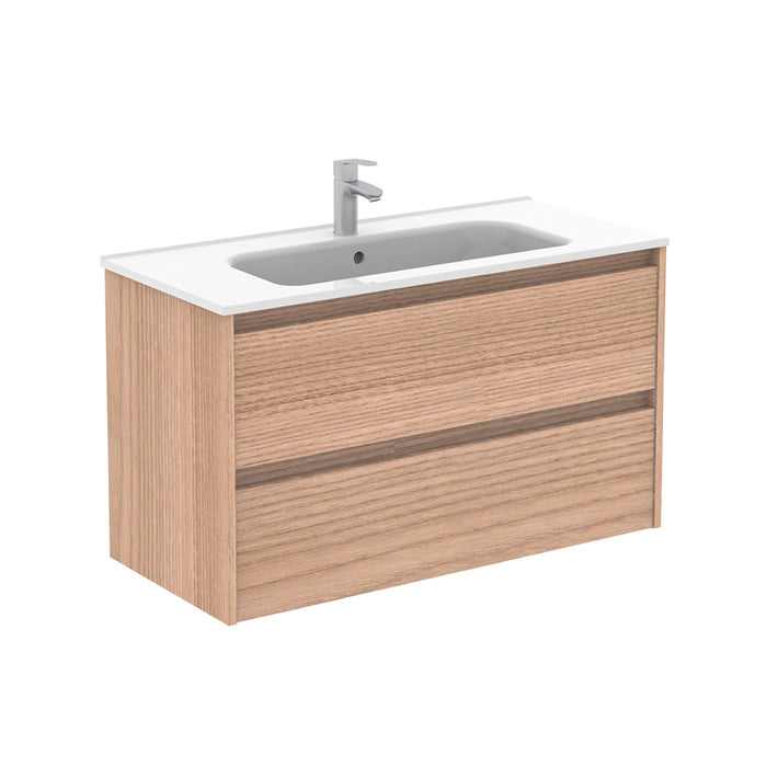 ROYO SANSA Mueble de Baño con Lavabo 2 Cajones Nogal Arenado