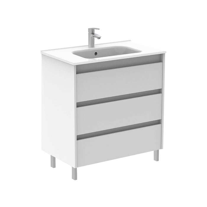 ROYO SANSA Mueble de Baño con Lavabo 3 Cajones Blanco Brillo