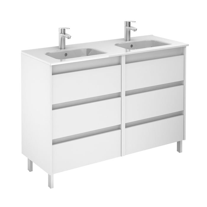 ROYO C0072632 SANSA Mueble de Baño con Lavabo 120 cm 6 Cajones Blanco Brillo
