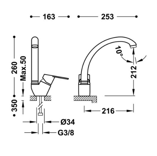 TRES 139441 BM-TRES Grifo Fregadero Vertical