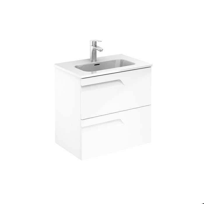 ROYO VITALE Conjunto Mueble de Baño Completo Fondo Reducido 2 Cajones Blanco Brillo