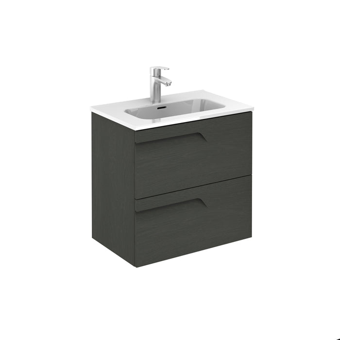 ROYO VITALE Mueble de Baño con Lavabo Fondo Reducido 2 Cajones Gris Nature