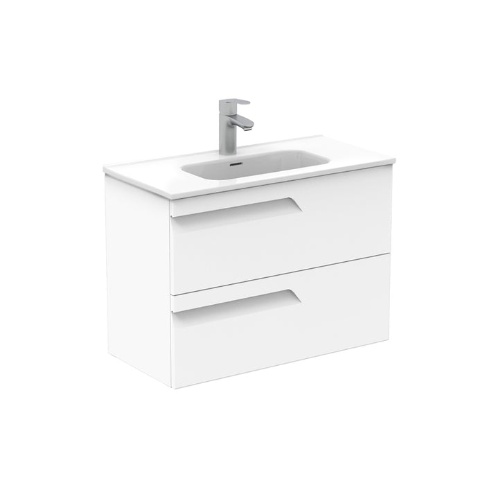 ROYO VITALE Conjunto Mueble de Baño Completo Fondo Reducido 2 Cajones Blanco Brillo