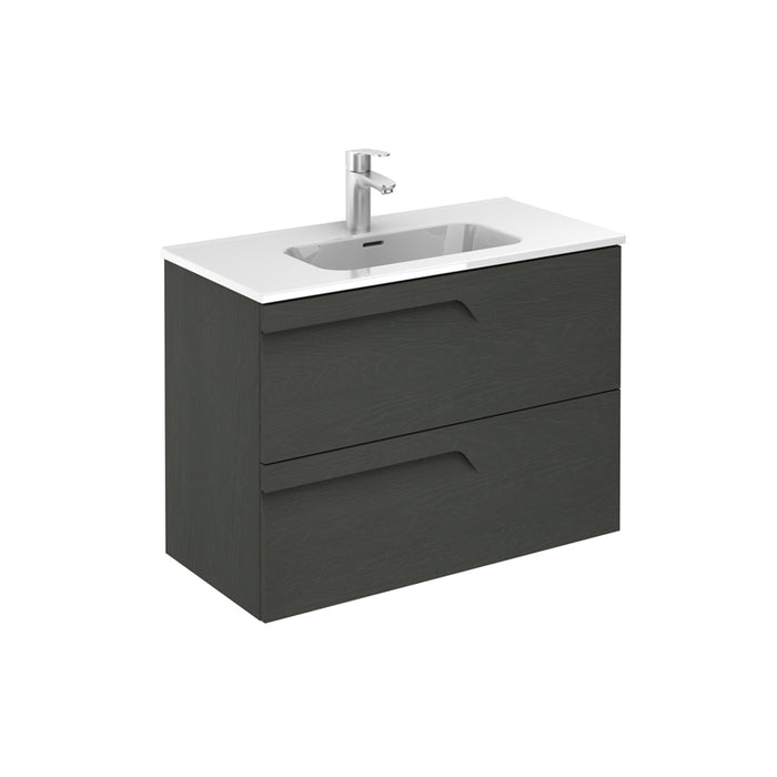 ROYO VITALE Mueble de Baño con Lavabo Fondo Reducido 2 Cajones Gris Nature