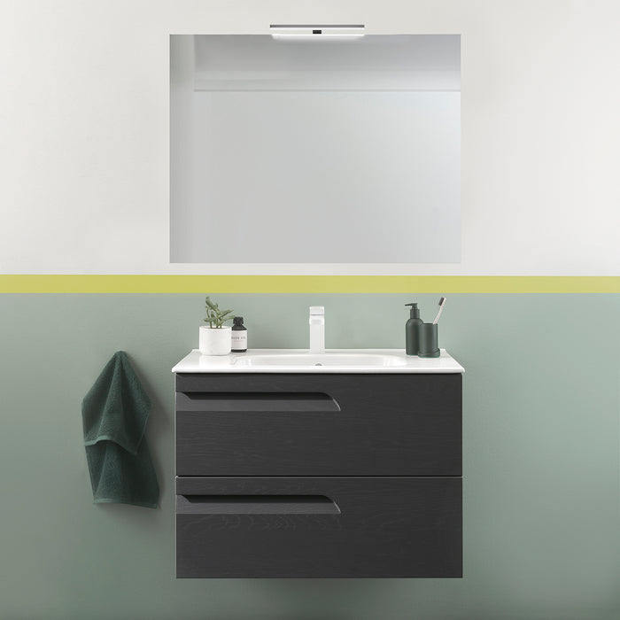 ROYO VITALE Conjunto Mueble de Baño Completo Fondo Reducido 2 Cajones Gris Nature