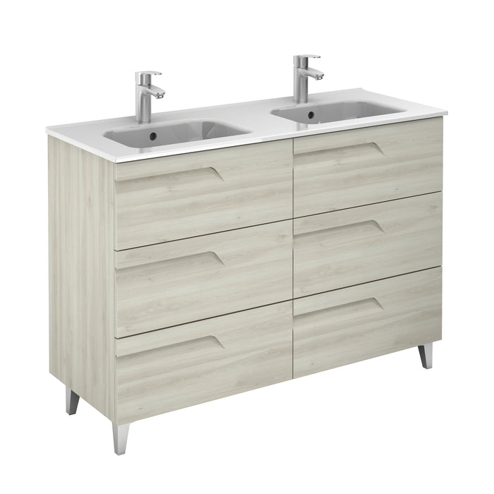 ROYO C0072418 VITALE Conjunto Mueble de Baño Completo 120 cm 6 Cajones Blanco Nature