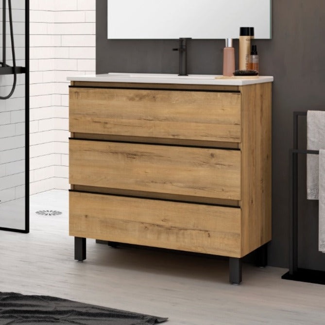 BATHME MADISON TOP Mueble de Baño con Lavabo 3 Cajones Roble Ostippo