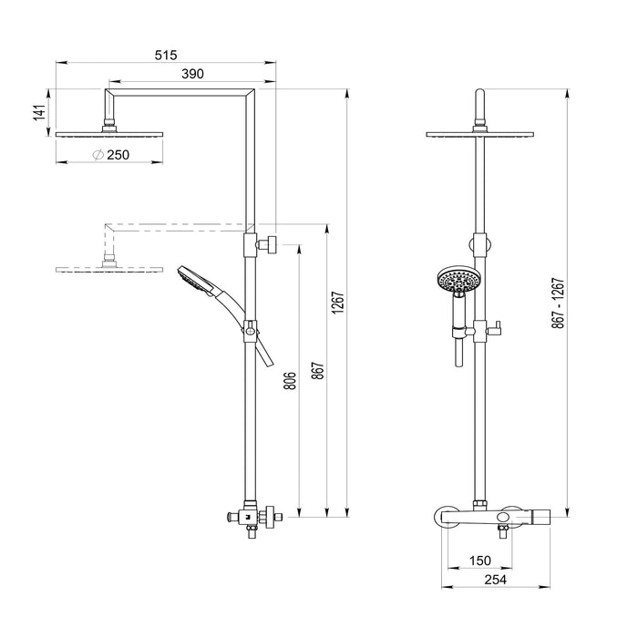 PRESTO 49550300 KILY Columna Ducha Con Rociador y Flexo Cromo
