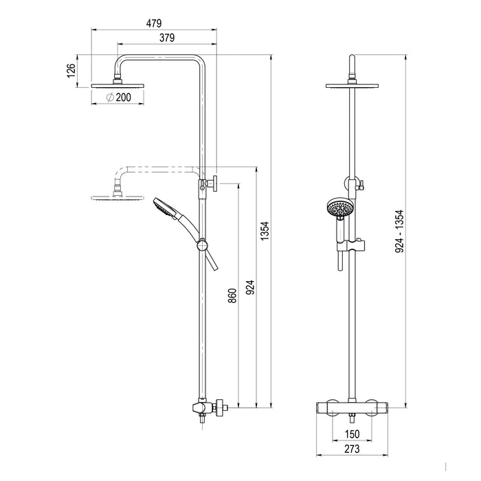 PRESTO 46049301 AROHA Columna Ducha Termostática Cuerpo Frío Rociador 200 mm