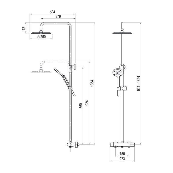 PRESTO 46059501 AROHA Columna Ducha Termostática Lux Cuerpo Frío Rociador 250 mm
