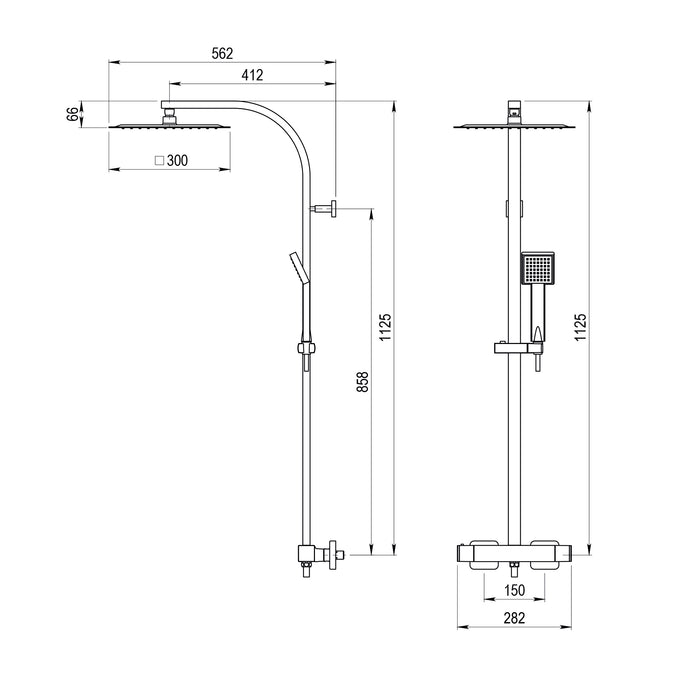 PRESTO 110049301 NITRO Grifo Ducha Termostática Con Columna Rociador 300 mm